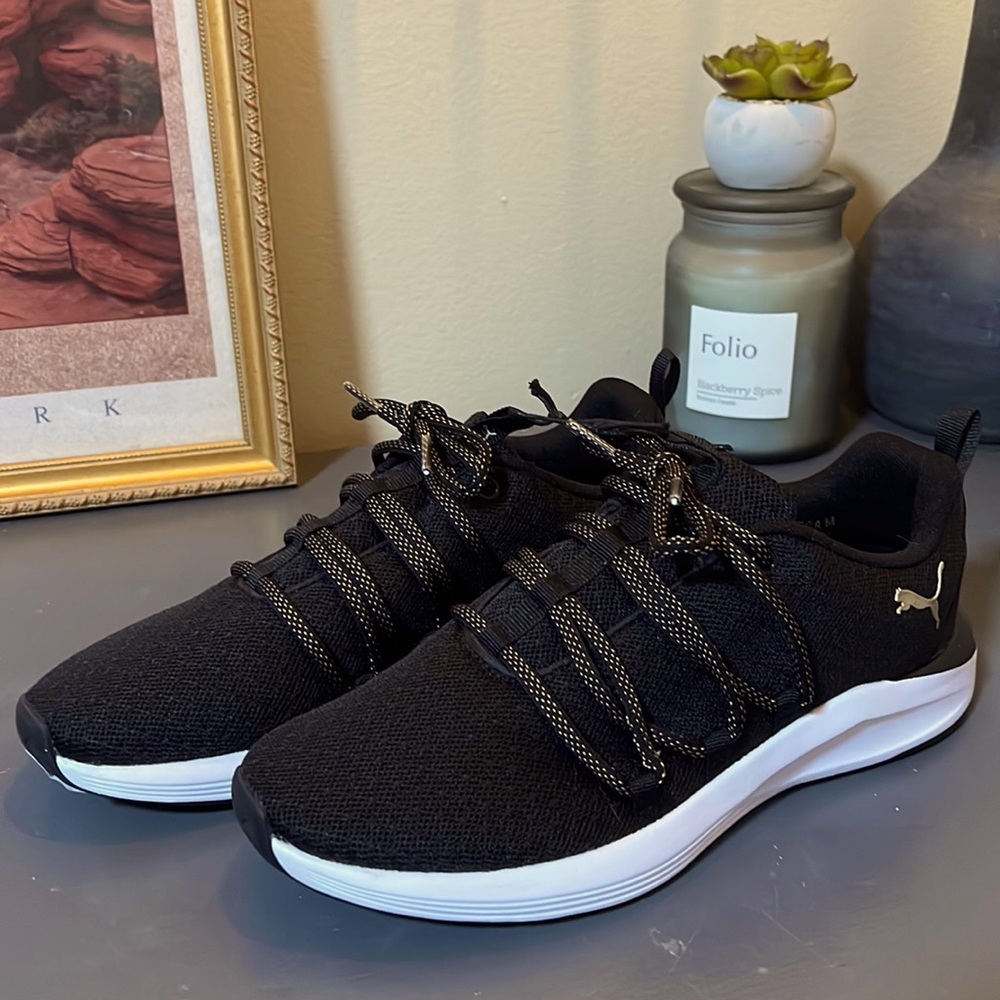 Black and Gold Puma Sneakers - NWOT